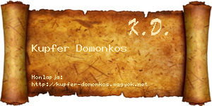 Kupfer Domonkos névjegykártya